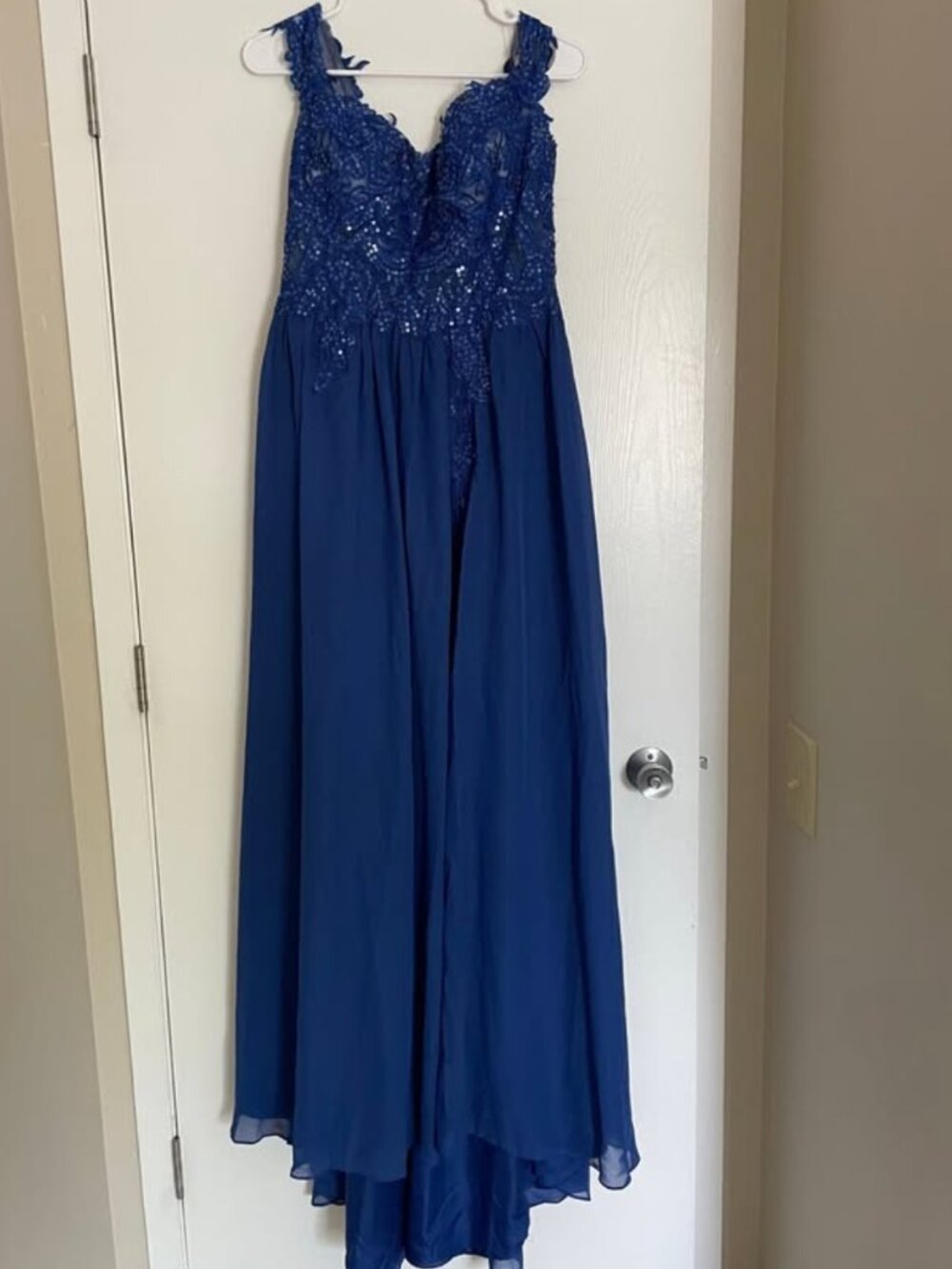 JJ's house blue off the shoulder gown size 12
